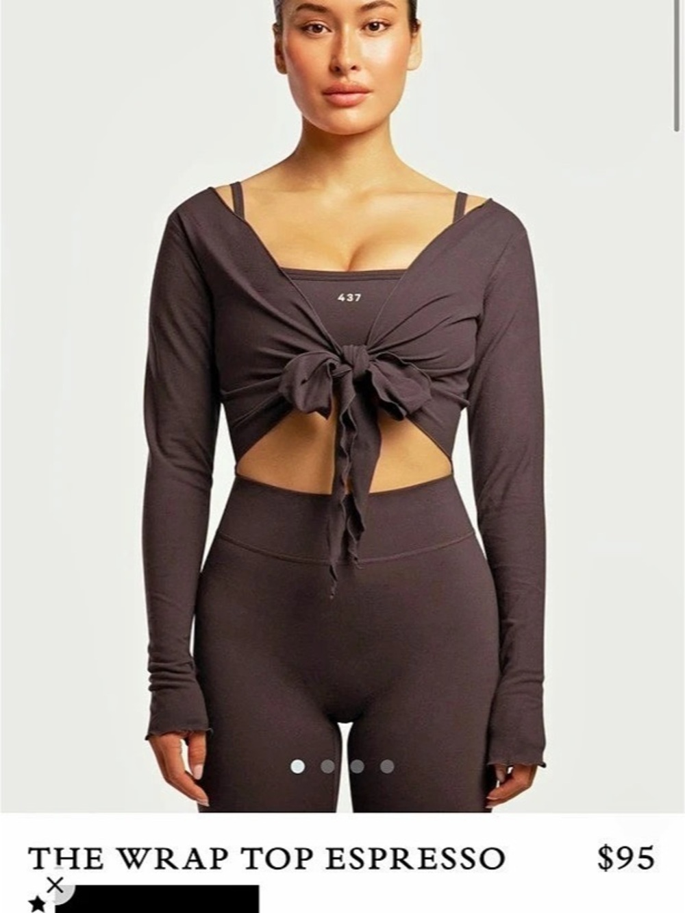 437 The Wrap Top Long Sleeve Crop Top in Espresso